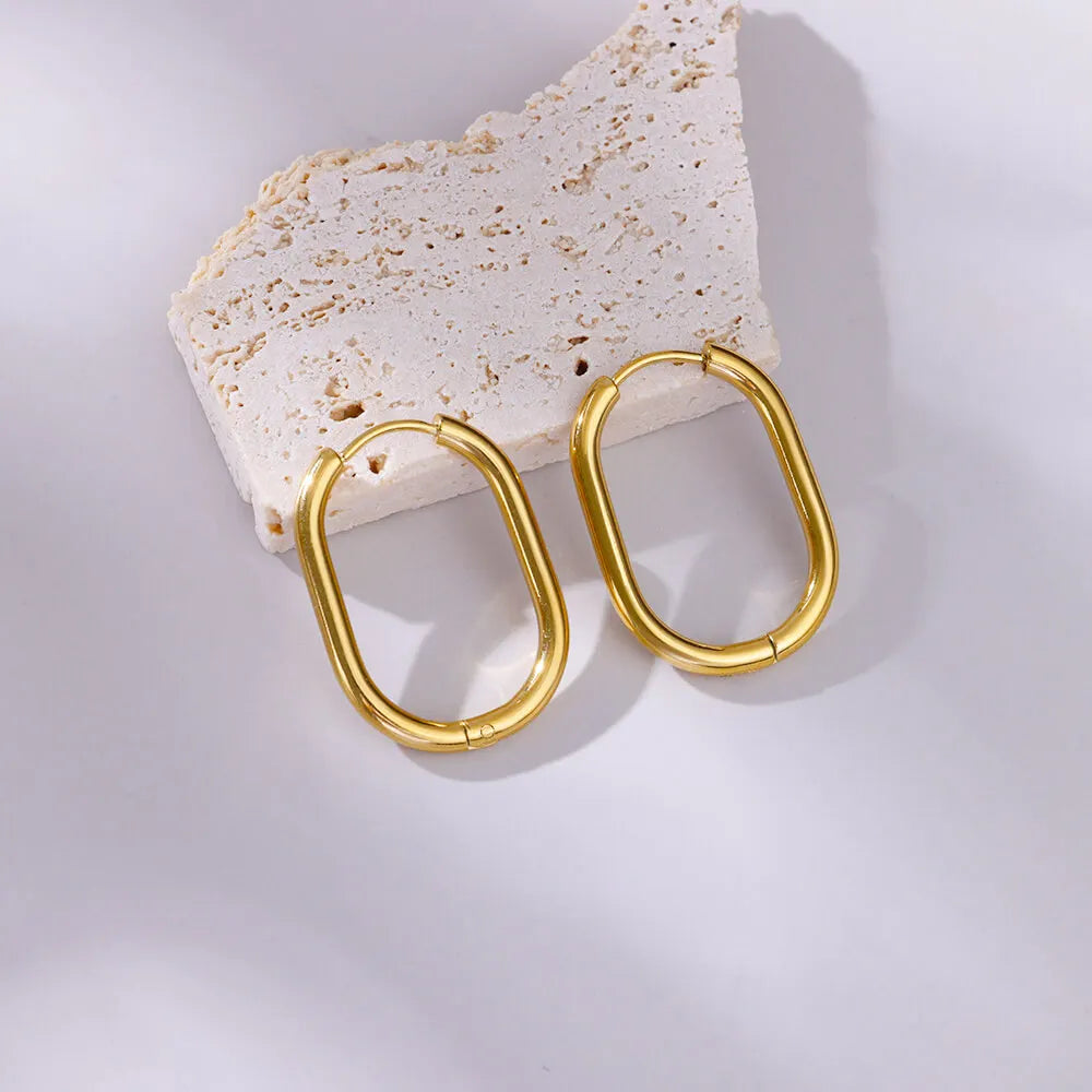 Stainless Steel Earrings for Women Gold Color Hoop Earrings 2024 Trending New Wedding Party Couple Piercing Ear Jewelry aretes