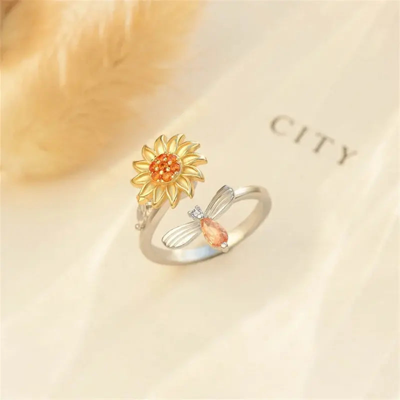 Sunflower Bee Fidget Ring Gifts