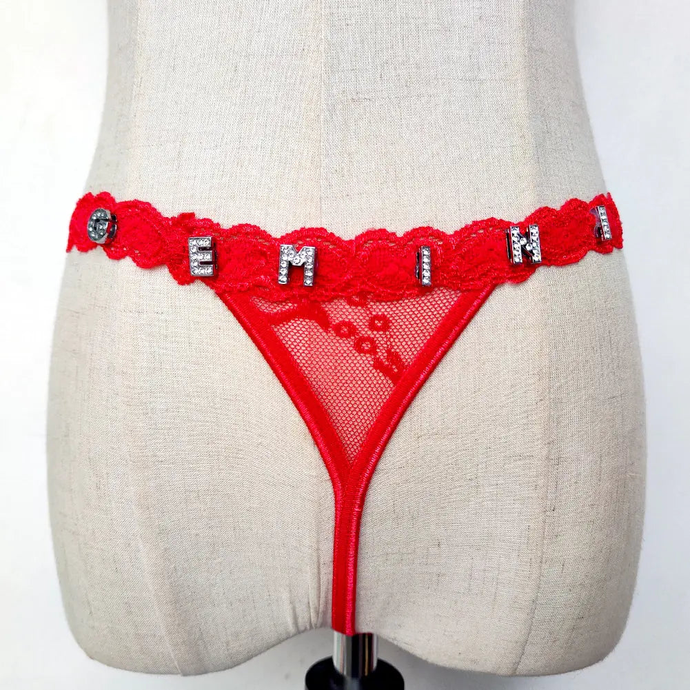 Custom Thongs With Alphabet Jewelry Personalized Crystal Letter Underwear